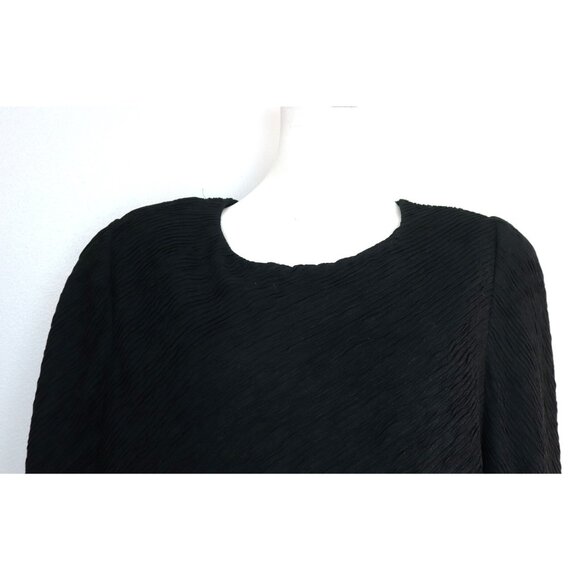 Robert Too Vintage 80s Women's Dress Size 10 Black Textured Long Sleeve - Picture 6 of 11